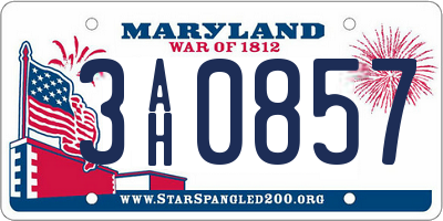 MD license plate 3AH0857