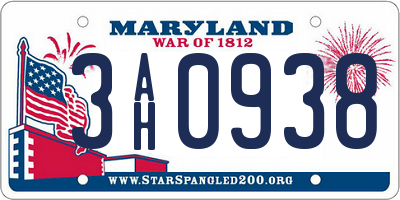 MD license plate 3AH0938