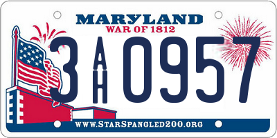 MD license plate 3AH0957