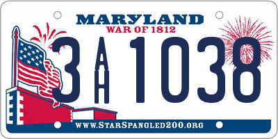 MD license plate 3AH1038