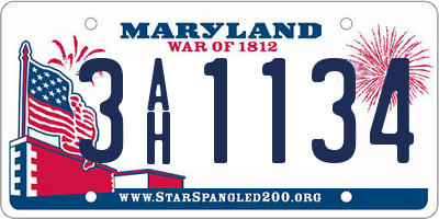 MD license plate 3AH1134