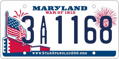 MD license plate 3AH1168