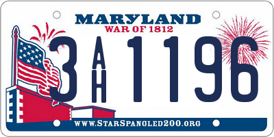 MD license plate 3AH1196