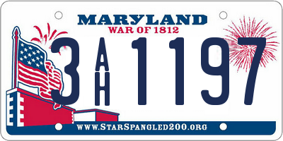 MD license plate 3AH1197