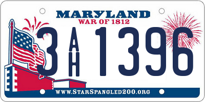 MD license plate 3AH1396