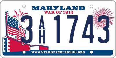 MD license plate 3AH1743