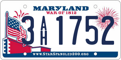 MD license plate 3AH1752