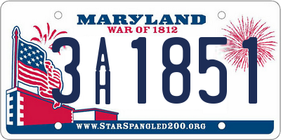 MD license plate 3AH1851