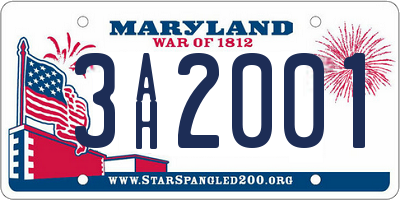 MD license plate 3AH2001