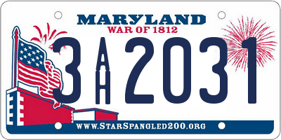 MD license plate 3AH2031