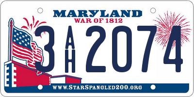 MD license plate 3AH2074