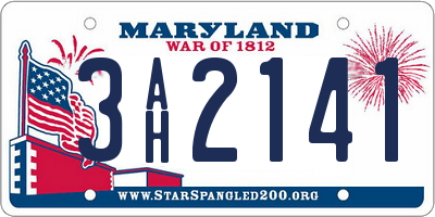 MD license plate 3AH2141