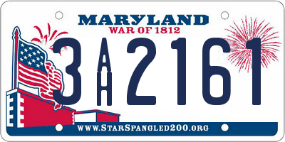 MD license plate 3AH2161