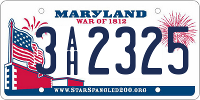 MD license plate 3AH2325