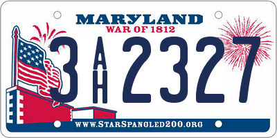 MD license plate 3AH2327