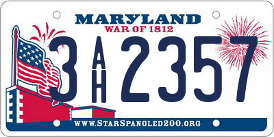 MD license plate 3AH2357