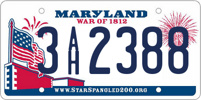 MD license plate 3AH2388