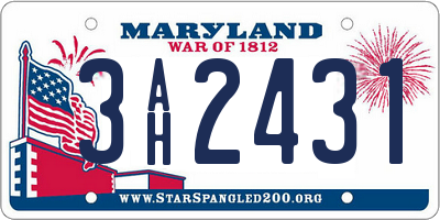 MD license plate 3AH2431