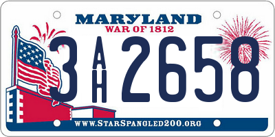 MD license plate 3AH2658