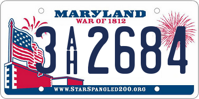 MD license plate 3AH2684