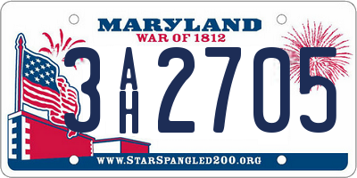 MD license plate 3AH2705