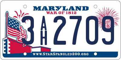 MD license plate 3AH2709