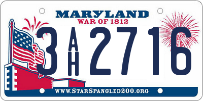 MD license plate 3AH2716