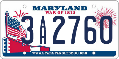 MD license plate 3AH2760
