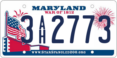 MD license plate 3AH2773
