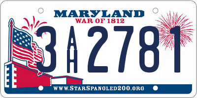 MD license plate 3AH2781