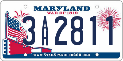MD license plate 3AH2811