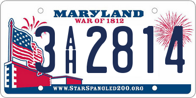 MD license plate 3AH2814