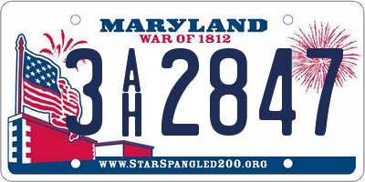 MD license plate 3AH2847