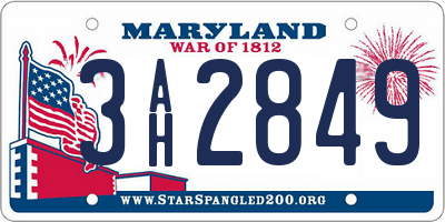 MD license plate 3AH2849