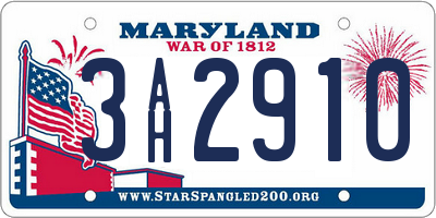 MD license plate 3AH2910
