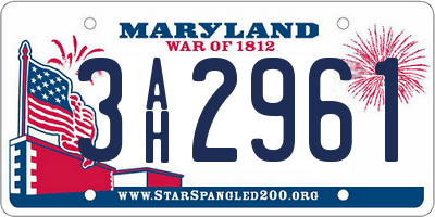 MD license plate 3AH2961