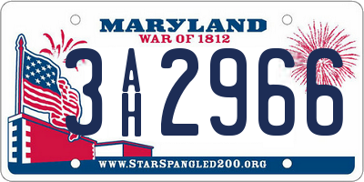 MD license plate 3AH2966