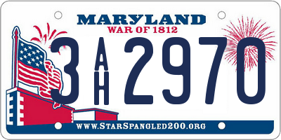 MD license plate 3AH2970
