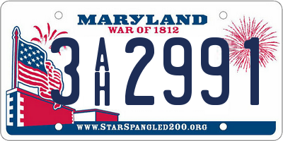 MD license plate 3AH2991