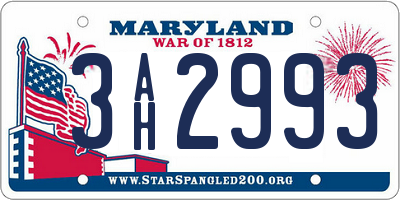 MD license plate 3AH2993