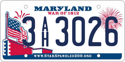 MD license plate 3AH3026