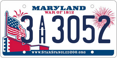 MD license plate 3AH3052