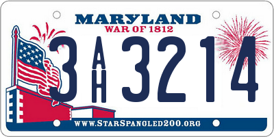 MD license plate 3AH3214