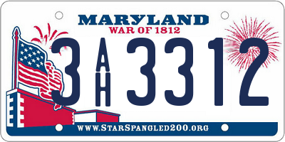 MD license plate 3AH3312