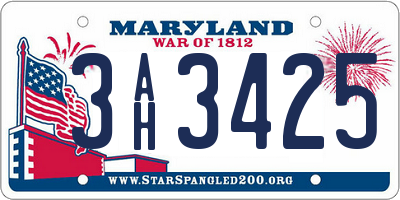 MD license plate 3AH3425