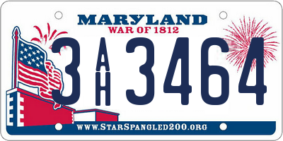 MD license plate 3AH3464