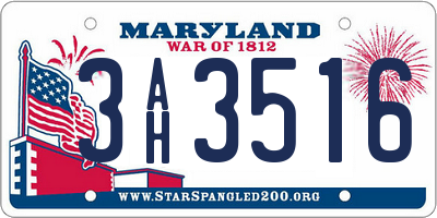 MD license plate 3AH3516