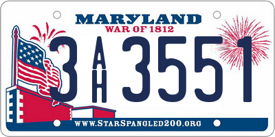 MD license plate 3AH3551