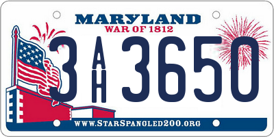 MD license plate 3AH3650