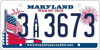 MD license plate 3AH3673